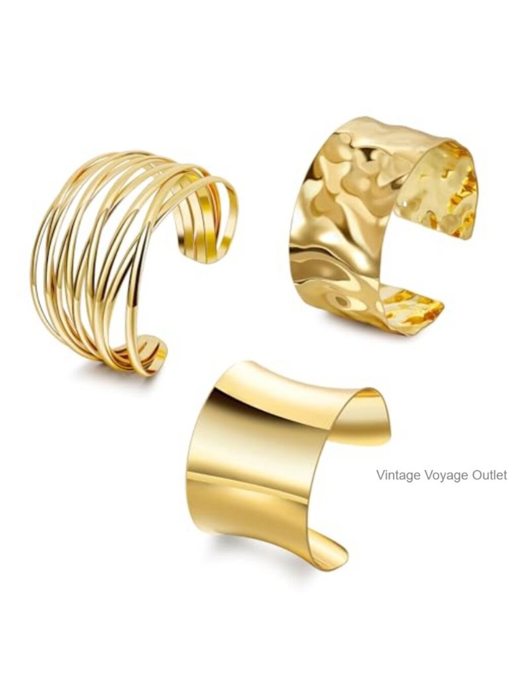 3PCS Chunky Cuff Bracelets for Women Open Wide Bangle Bracelet